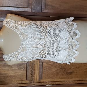 Ludi Boho Crochet Lace Tank Top, Sz S